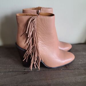 See by Chloe Epona Fringe Wedge Bootie, Biscotto Size EU 36 NEW